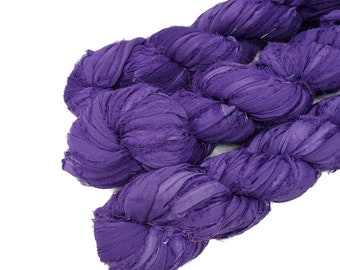 New! Huge Sari Silk Chiffon Ribbon skein , color: Pansy Lavender