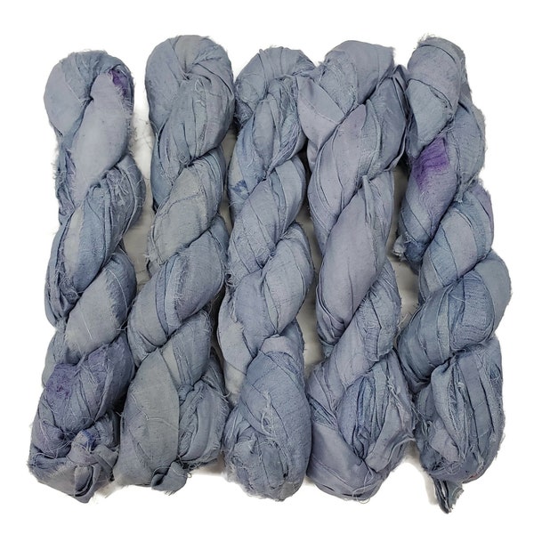 50g Premium Sari Silk Ribbon, color: Washed Denim
