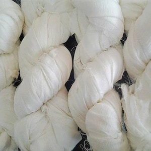 Huge Sari Silk Chiffon Ribbon skein , Color White White