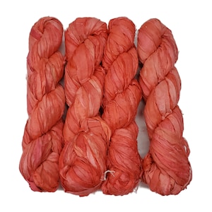 New! Premium Recycled Sari Silk Ribbon, color: Lollipop  , 100g (45-50 yards)