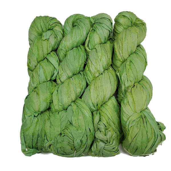 Premium Recycled Sari Silk Ribbon, 100g (50 yards) , Color: Caipirinha