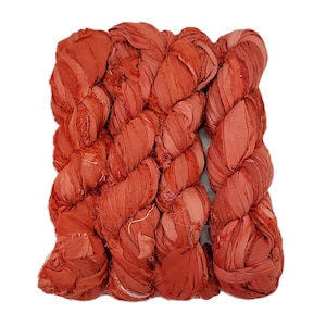 New! Huge Sari Silk Chiffon Ribbon skein , color: Burnt Orange