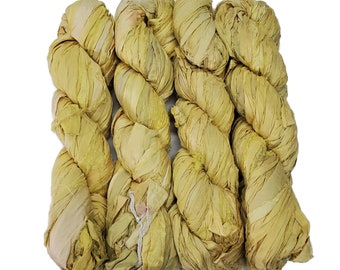 Nouveau! Fil de ruban de soie Sari, 100g par écheveau, 40-50 yards, Couleur: Soleil