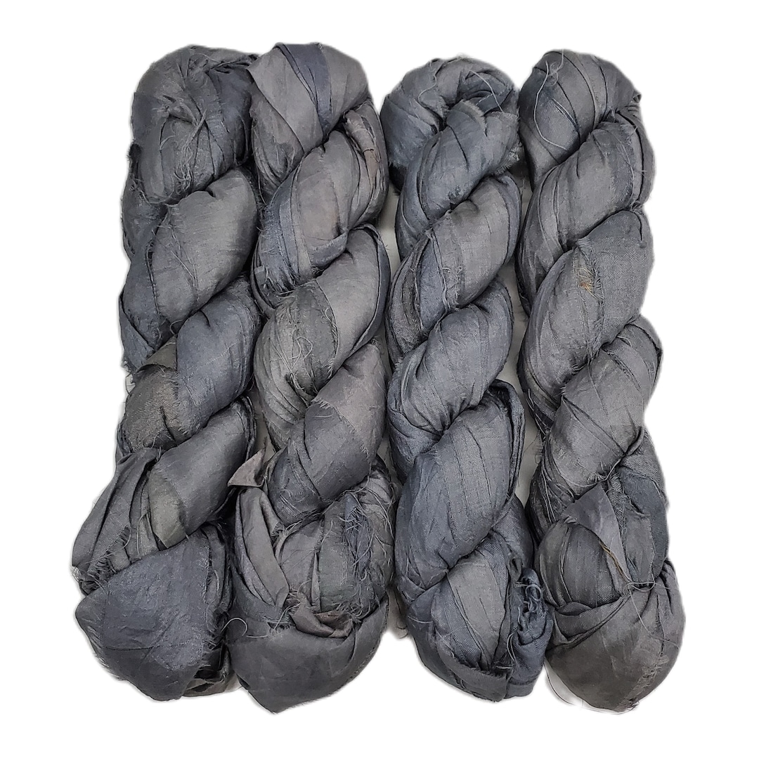 100g/45-50 Yards, Recycled Sari Silk Ribbon, Color: Charcoal Grey - Etsy