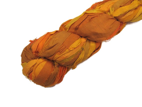 100gm sari silk ribbon yarn Weaving Knitting Crochet Fiber crafts Jewelry  10 yds