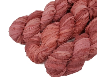 New! Huge Sari Silk Chiffon Ribbon skein , color: Blush