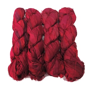 Sale! Irridescent Sari Silk  Ribbon yarn , 100g (50 yards) color Dark Red