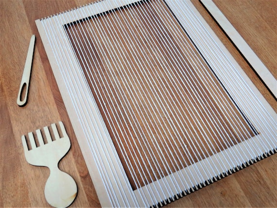Large Weaving frame loom for Beginners, woven wall art , to tapestry weaving. ( 29.5cm X 40cm) 11.5"x 15.5" Optional cotton warp thread .