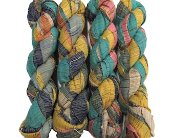 New! Khadi Fabric Silk Ribbon, 100g per skein, 18 yards , 1 inch wide ribbon