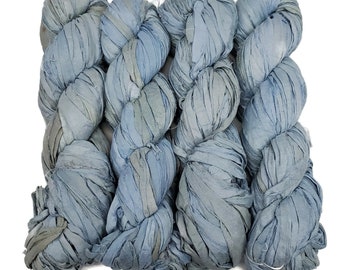 New! Sari Silk Ribbon yarn , 100g per skein, 45-50 yards ,  Color: Baby Blue