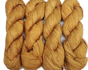 New! Sari Silk Ribbon yarn , 100g per skein, 40-50 yards ,  Color: Gold Nugget