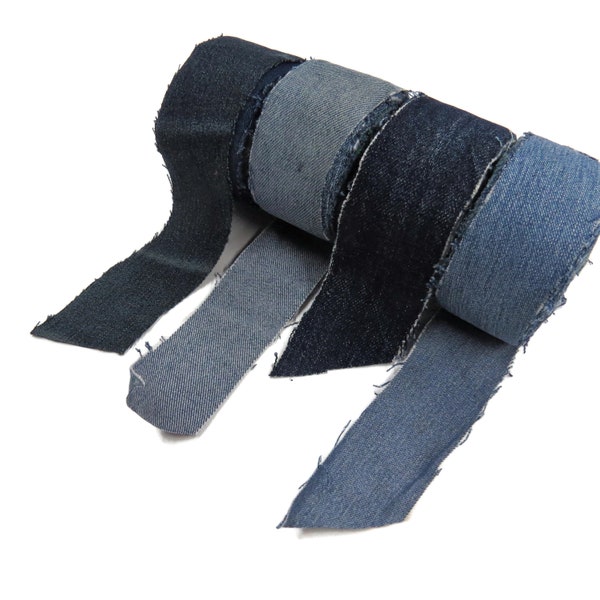 Denim Jeansstoff mit Webband, von Multi Dark bis Washed Denim Mix. 100g pro Rolle, 10 Meter