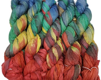 New! Premium Sari Silk Ribbon, 100g per skein ,  45-50 yards, ( TT-66)