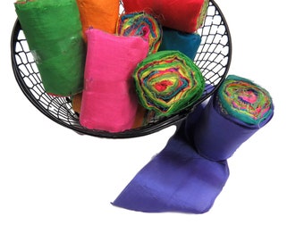 Extra wide 2.5inch Sari Silk Ribbon, Multi Mix Jewel Tones