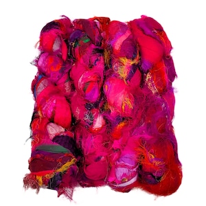Fita felpuda de seda Sari, irredescent, mistura de tons magenta