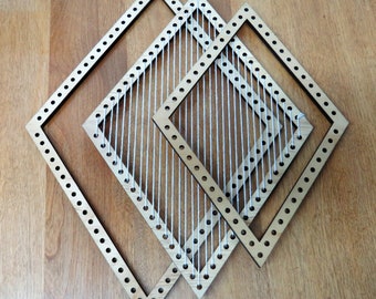 Diamond weaving frame loom, woven wall art , to tapestry weaving.* Optional cotton warp thread .