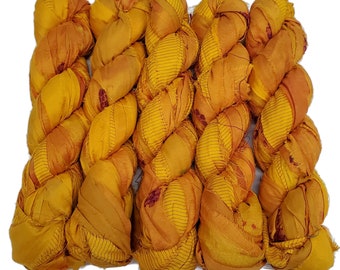 New!  100g / 45-50 yards, Sari Silk Ribbon, Color: Marigold