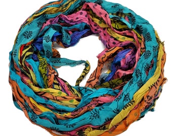New! Sari Silk Chiffon Printed Ribbon ,  100g per skein