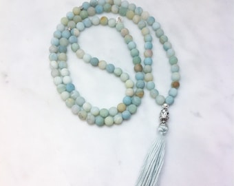 Sapana Mala - Amazonite Mala Beads - Buddhist Prayer Beads, 108 Mala Beads - meditations on the heart chakra, compassion, Product ID 1222