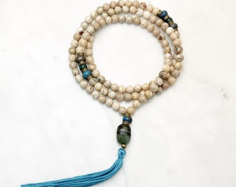 Canadian Jade and Opal Mala Beads, mala for meditation, balance, higher awareness, love, serenity and purity