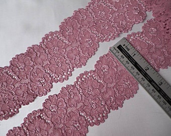 Plum Pink Soft Stretch Lace Trim 7cm 3m length