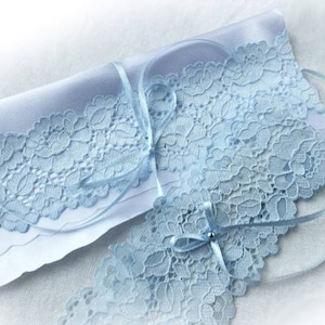 UK Pale Blue soft lace garter Personalised image 5