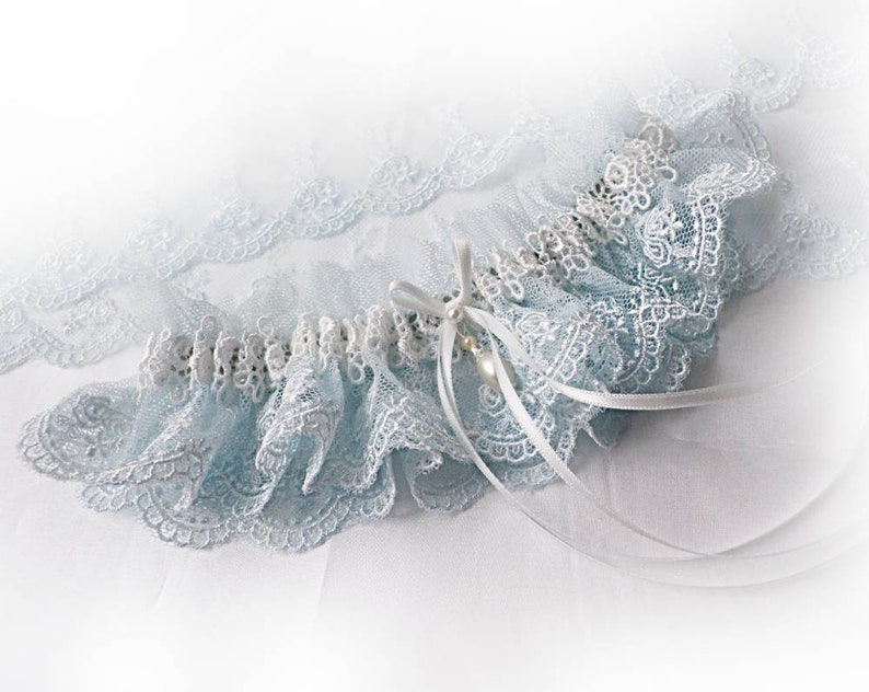 UK Personalised Something blue lace garter wedding bridal bridesmaids garter toss hen throw vintage style garter image 1
