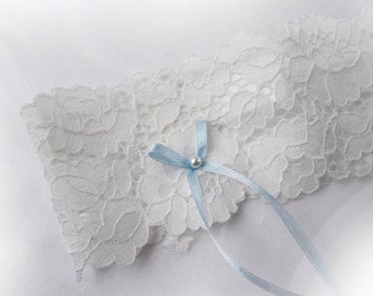 Personalised Antique white ( pale ivory ) soft lace garter
