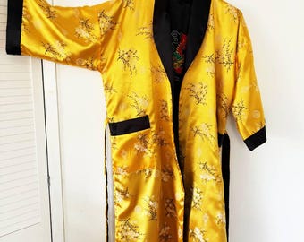 Thai Silk Kimono Reversible Black and Yellow