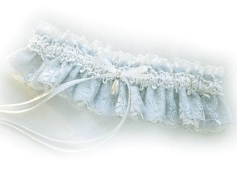 UK Personalised Something Light Ivory Blue delicate lace garter wedding bridal bridesmaids garter toss hen throw vintage style garter