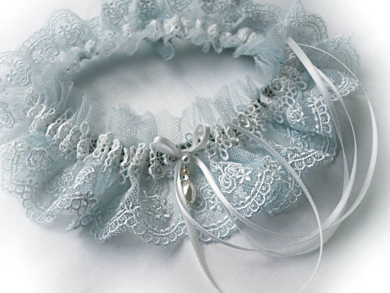 UK Personalised Something blue lace garter wedding bridal bridesmaids garter toss hen throw vintage style garter image 3