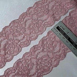 7m length Dusky Pink Soft Stretch Lace Trim 6cm / 2.25''