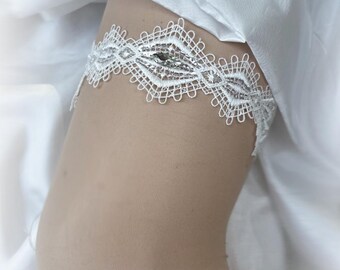 UK Boxed Off White lace sequins Pale Blue bow garter vintage wedding bridal toss through garter Personalised