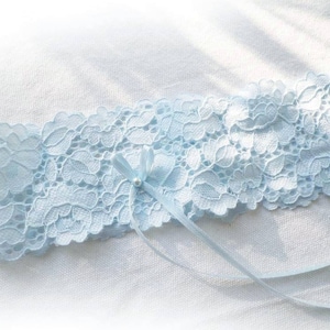 UK Pale Blue soft lace garter Personalised