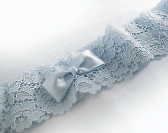 Porte-jarretelles personnalisé bleu pâle en dentelle douce, quelque chose de bleu, mariage vintage, jarretière de mariée, mariage