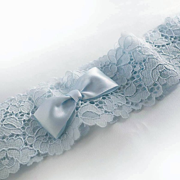 UK Personalised Pale Blue soft lace garter Something blue Vintage wedding Bridal Garter Wedding