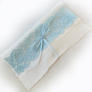 UK Pale Blue soft lace garter Personalised image 6