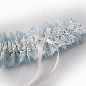 UK Pale Blue (champagne, pink) lace garter wedding bridal bridesmaids garter toss hen throw vintage style garter Personalised