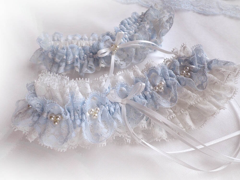 Pale Blue Light Ivory off White Lace Garter Wedding Garter - Etsy UK