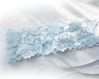 UK bridal garter Pale Blue soft lace wedding garter Personalised