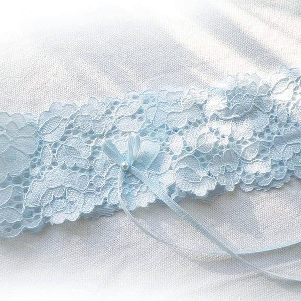 UK bridal garter Pale Blue soft lace wedding garter Personalised