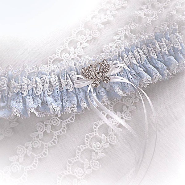 UK Personalised Pale blue Light Ivory (champagne, pink) lace garter Wedding garter Vintage style bridal garter UK