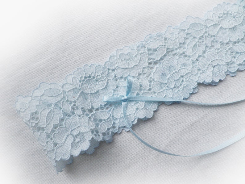 Pale Blue soft lace garter Personalised image 2