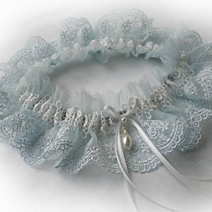 UK Personalised Something blue lace garter wedding bridal bridesmaids garter toss hen throw vintage style garter image 2