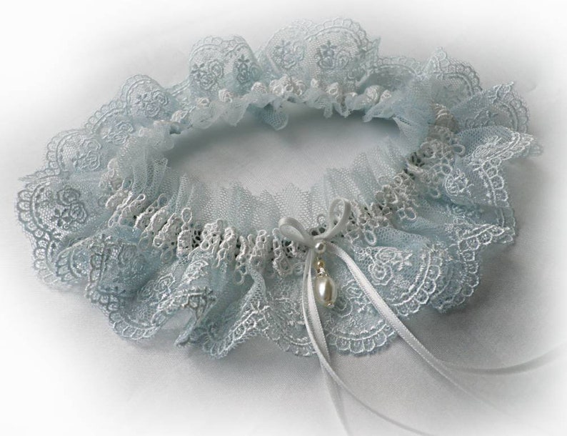 UK Personalised Something blue lace garter wedding bridal bridesmaids garter toss hen throw vintage style garter image 2