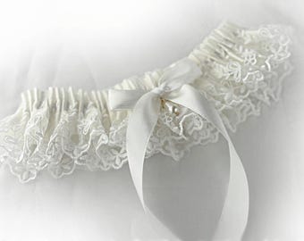 UK Personalised Light Ivory lace garter wedding bridal bridesmaids garter toss hen throw