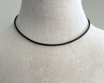 Leather Choker with Sterling Silver Clasp, Minimalist Black Necklace for Women, Hypoallergenic Findings