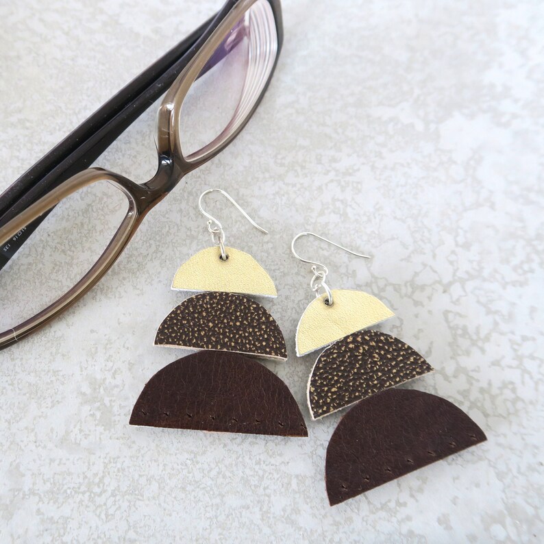 Large Statement Earrings for Women Bold Leather Earrings image 0