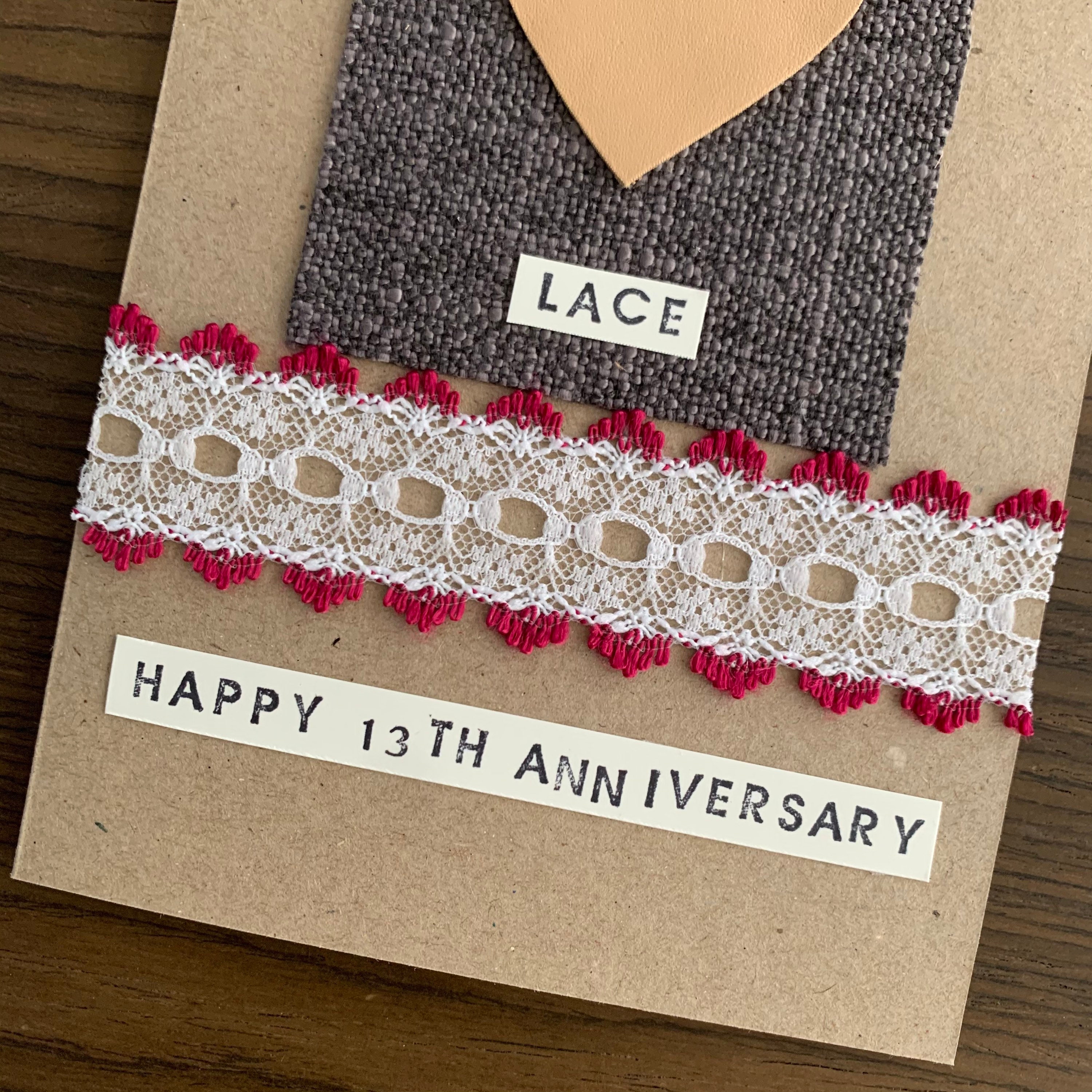 13th Anniversary Card for Husband Lace Anniversary Gift for Etsy