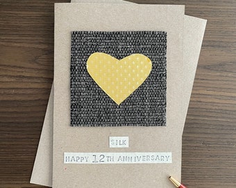 12th Anniversary Card, Silk Anniversary Gift for Husband, for Wife